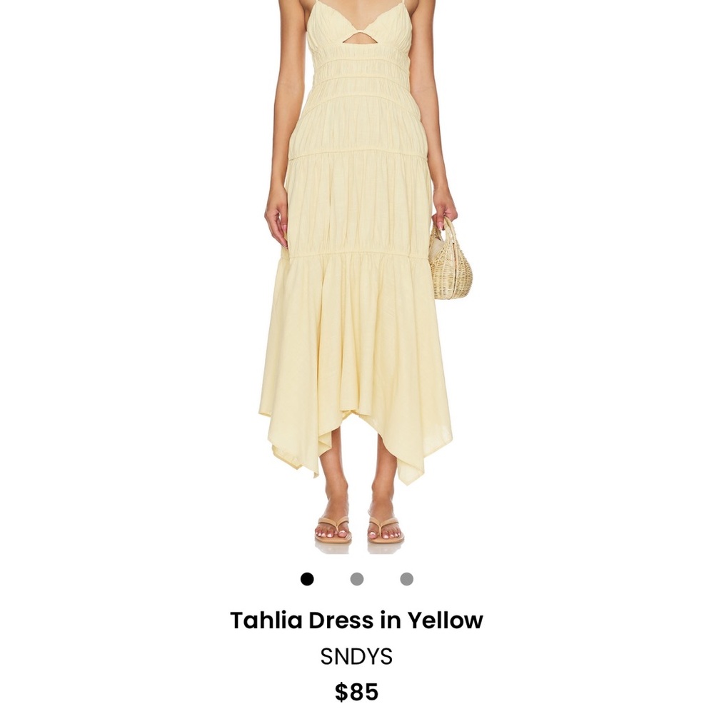 Yellow High Low Sundress with Smocked Bodice and Spaghetti Straps